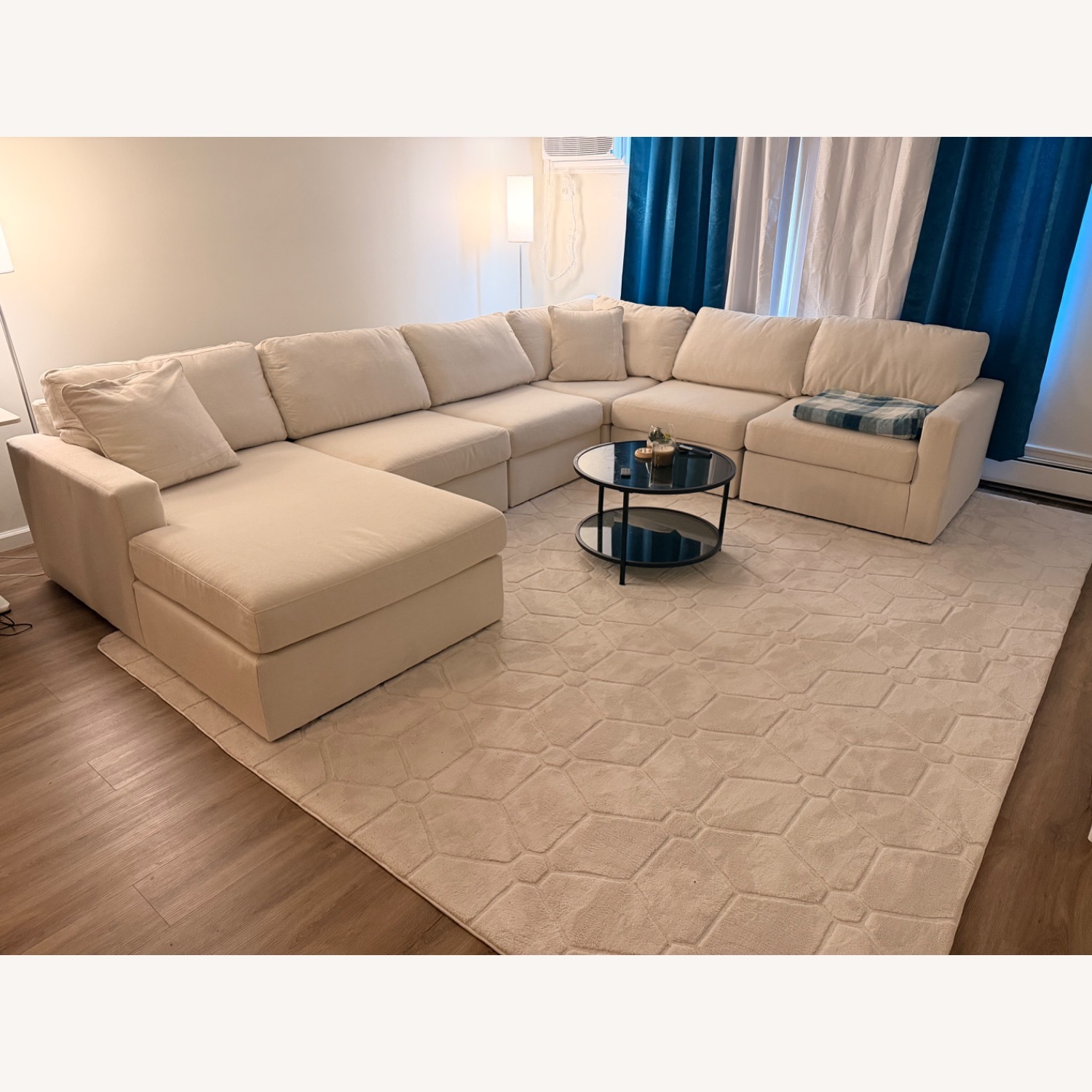 Ashley Furniture White Fabric 3+ Piece Sectional - image-3
