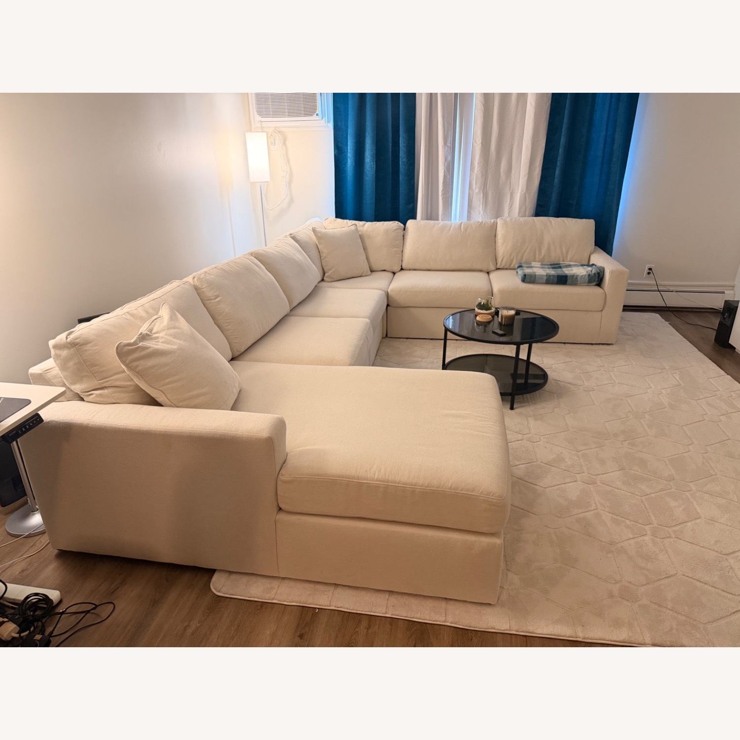 Ashley Furniture White Fabric 3+ Piece Sectional - image-1