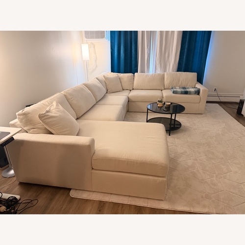 Used Ashley Furniture White Fabric 3+ Piece Sectional for sale on AptDeco