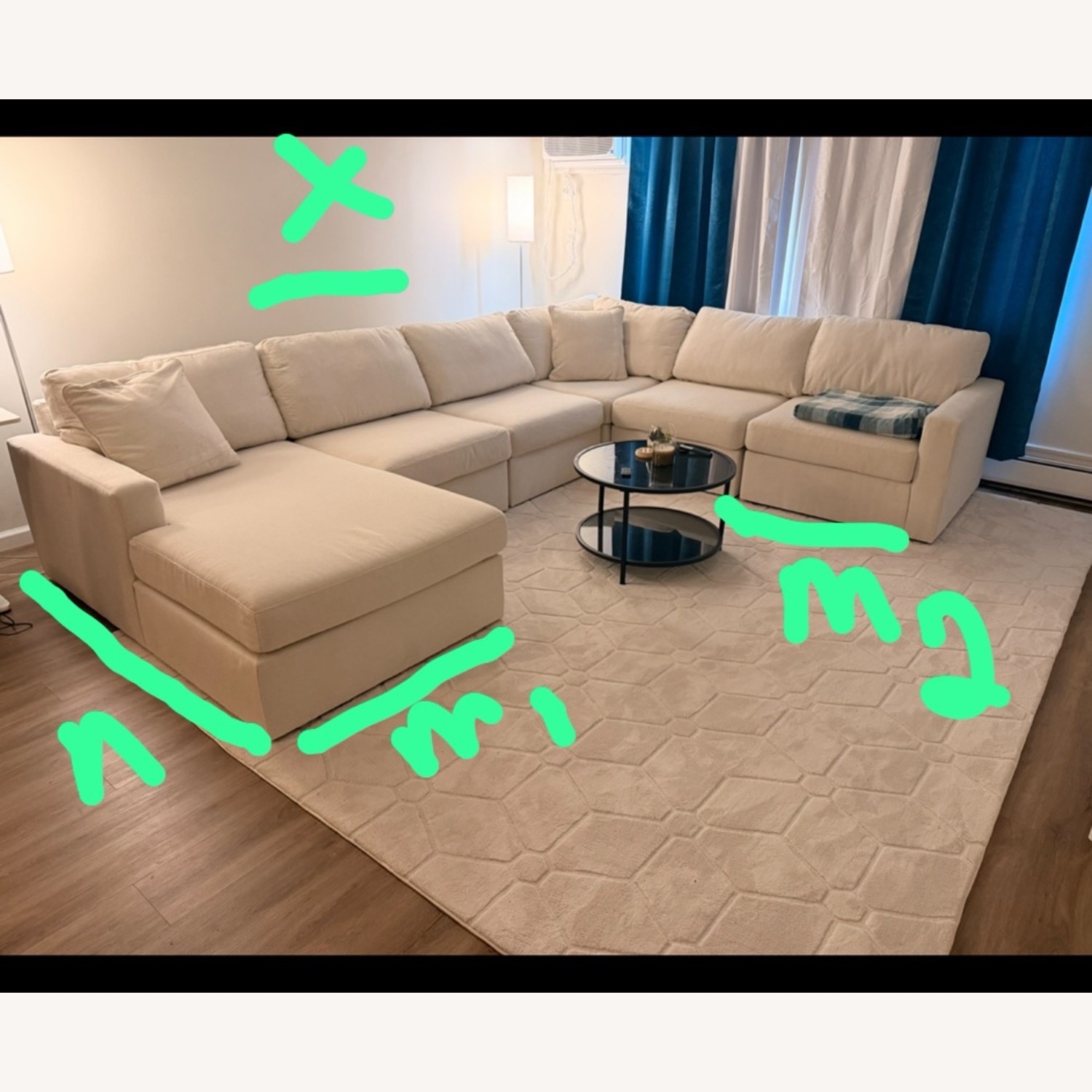 Ashley Furniture White Fabric 3+ Piece Sectional - image-6