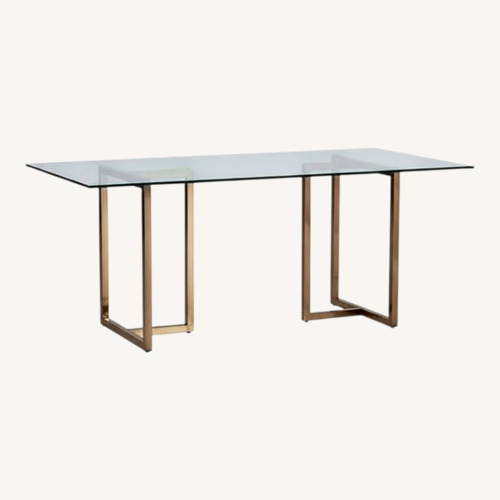 Used CB2 Silverado 72" Brass and Glass Dining Table for sale on AptDeco