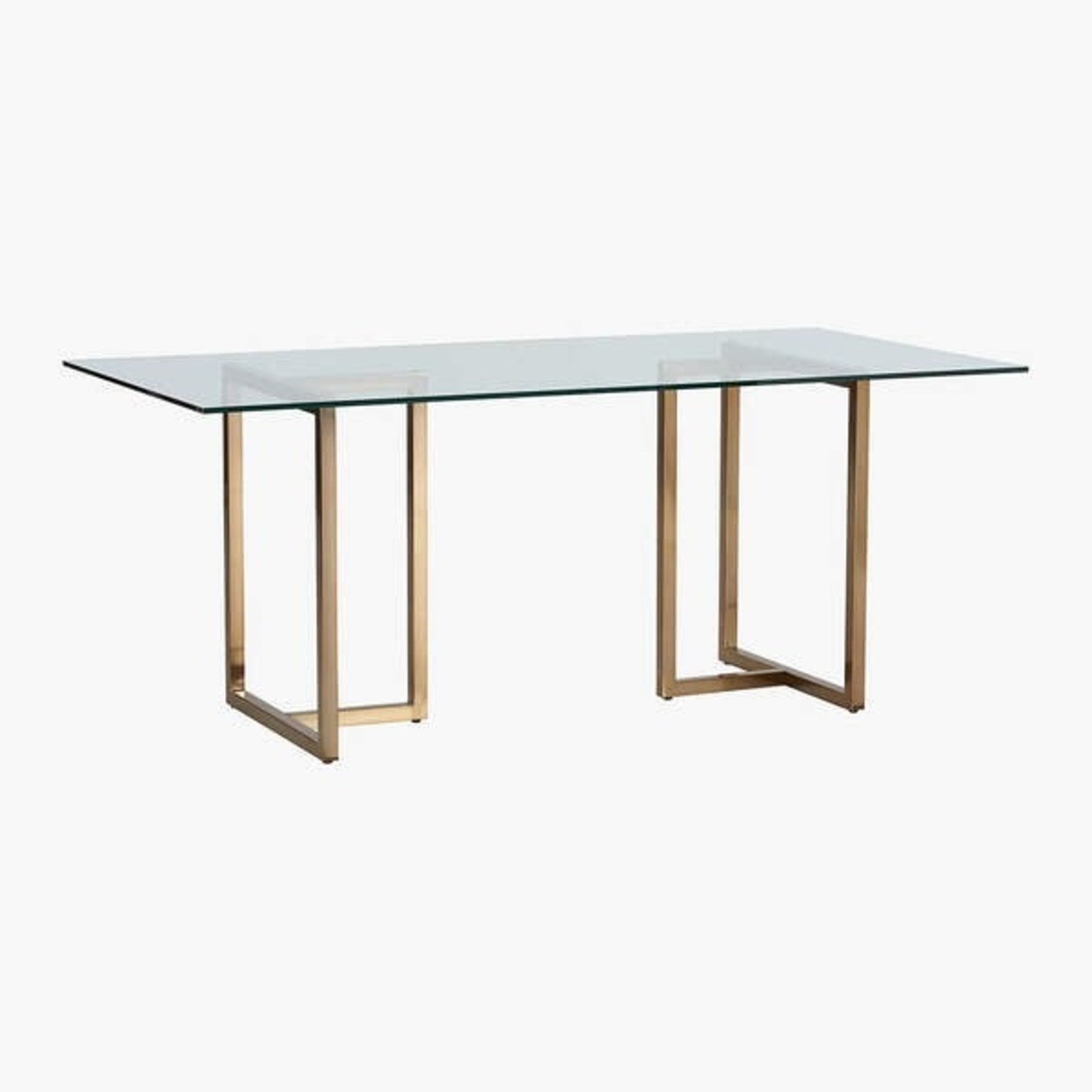 CB2 Silverado 72" Brass and Glass Dining Table - image-3