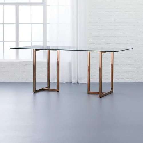 Used CB2 Silverado 72" Brass and Glass Dining Table for sale on AptDeco
