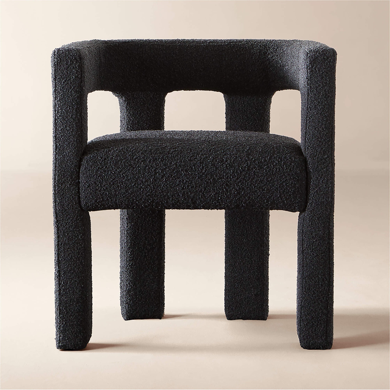 CB2 Stature Black Boucle Dining Chair - image-4