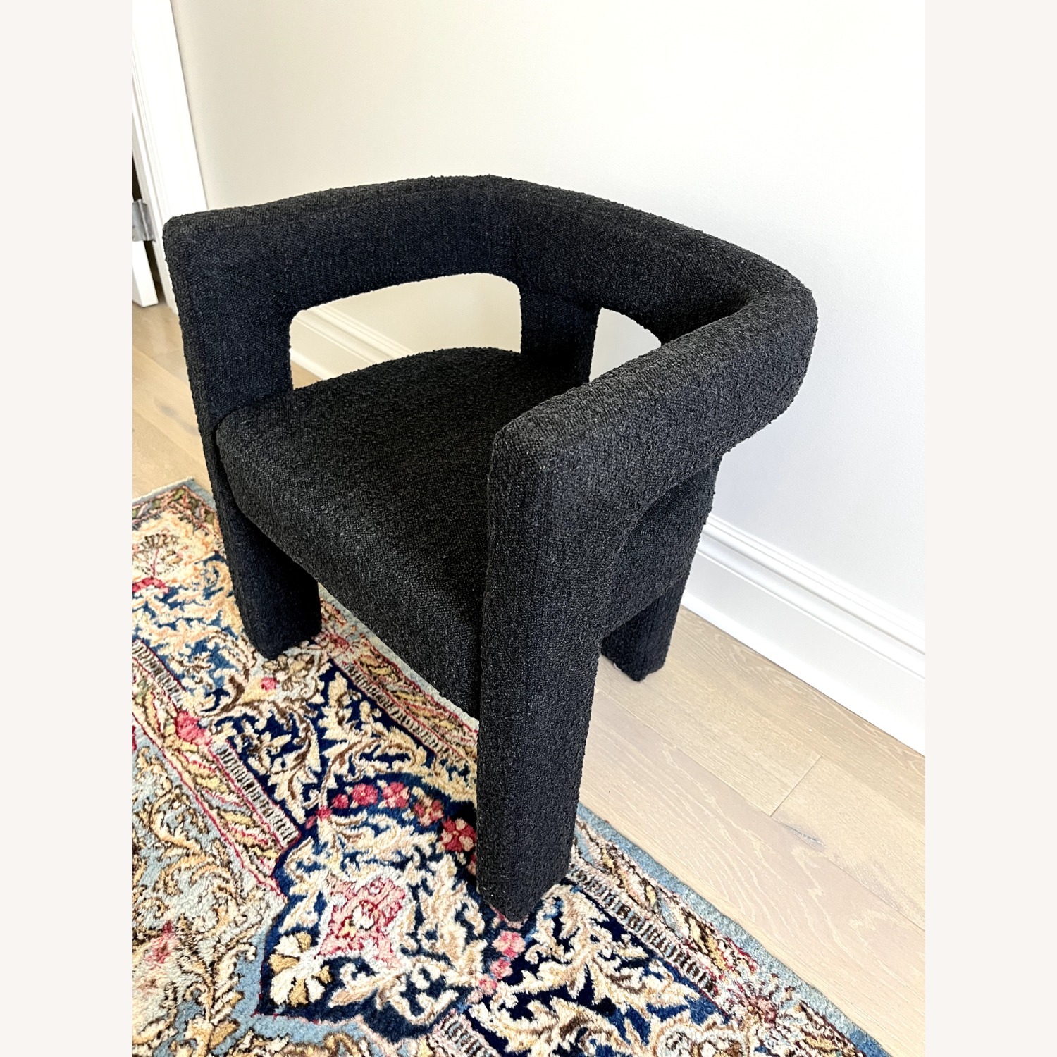 CB2 Stature Black Boucle Dining Chair - image-1