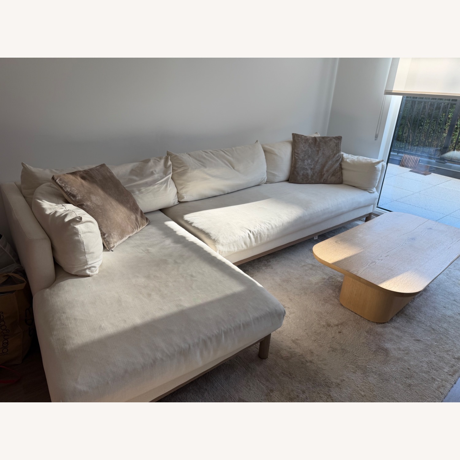 West Elm Hargrove White Linen 2 Piece Sectional - image-3