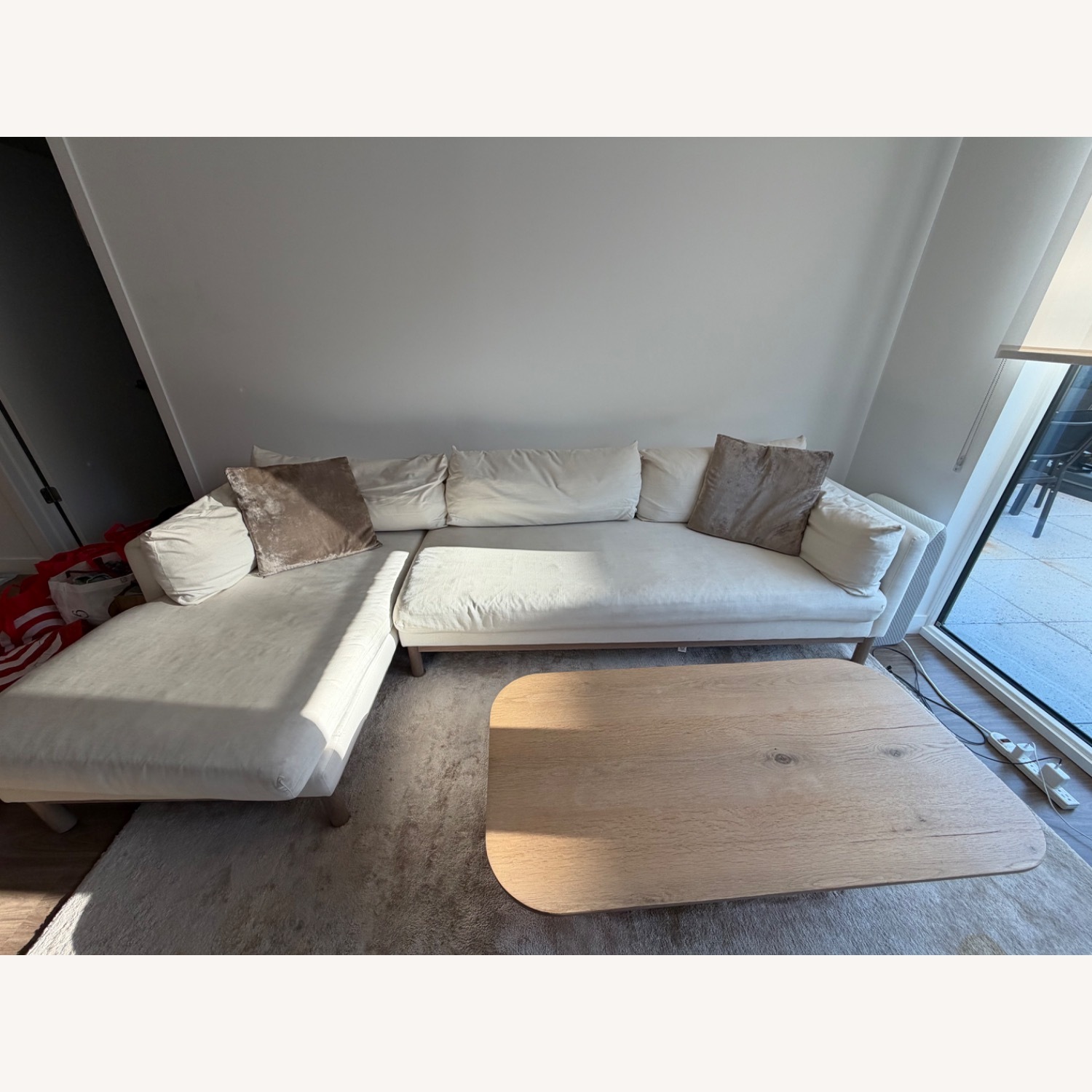 West Elm Hargrove White Linen 2 Piece Sectional - image-1