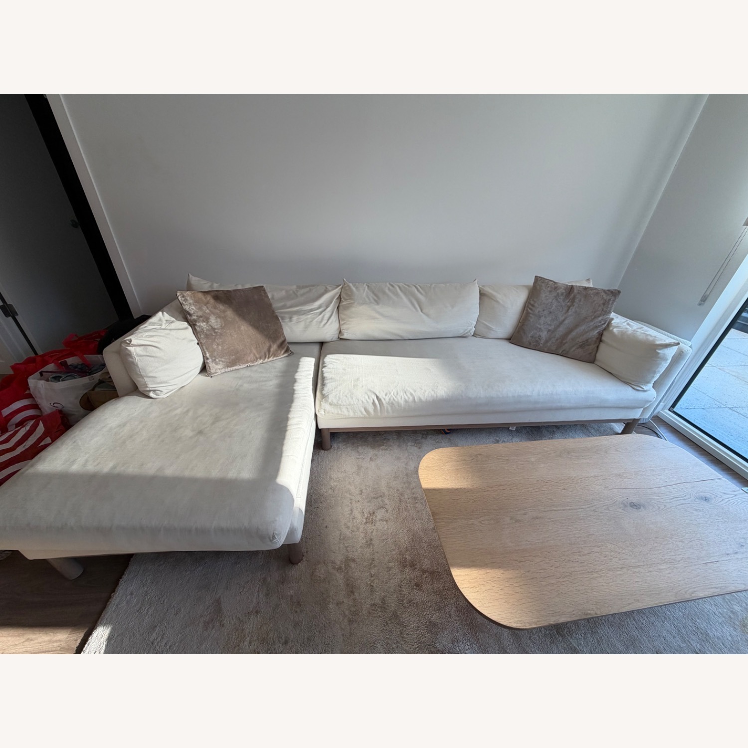 West Elm Hargrove White Linen 2 Piece Sectional - image-4
