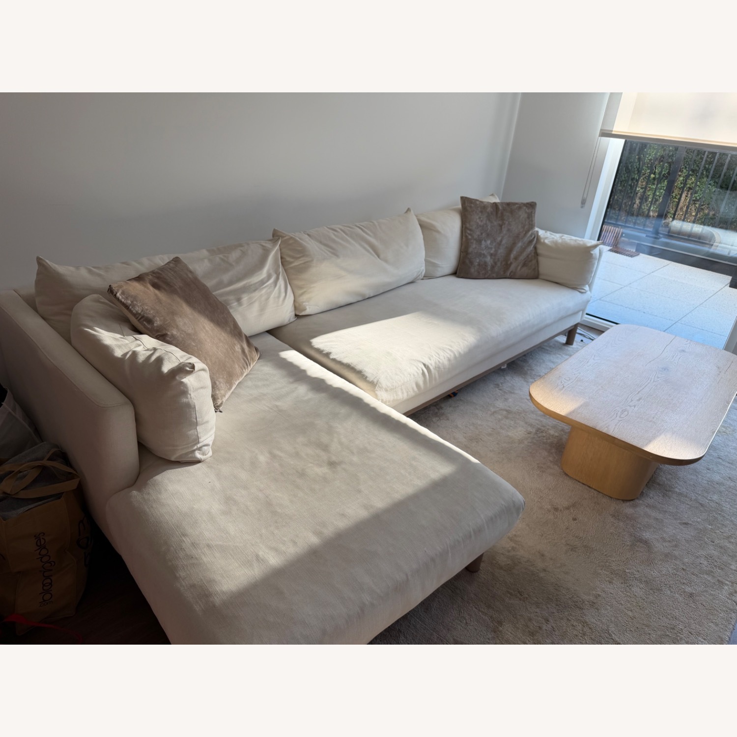 West Elm Hargrove White Linen 2 Piece Sectional - image-2