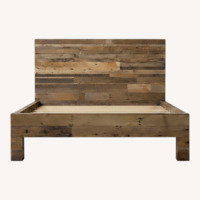West Elm Emmerson Modern Reclaimed Wood King Bed - Grey