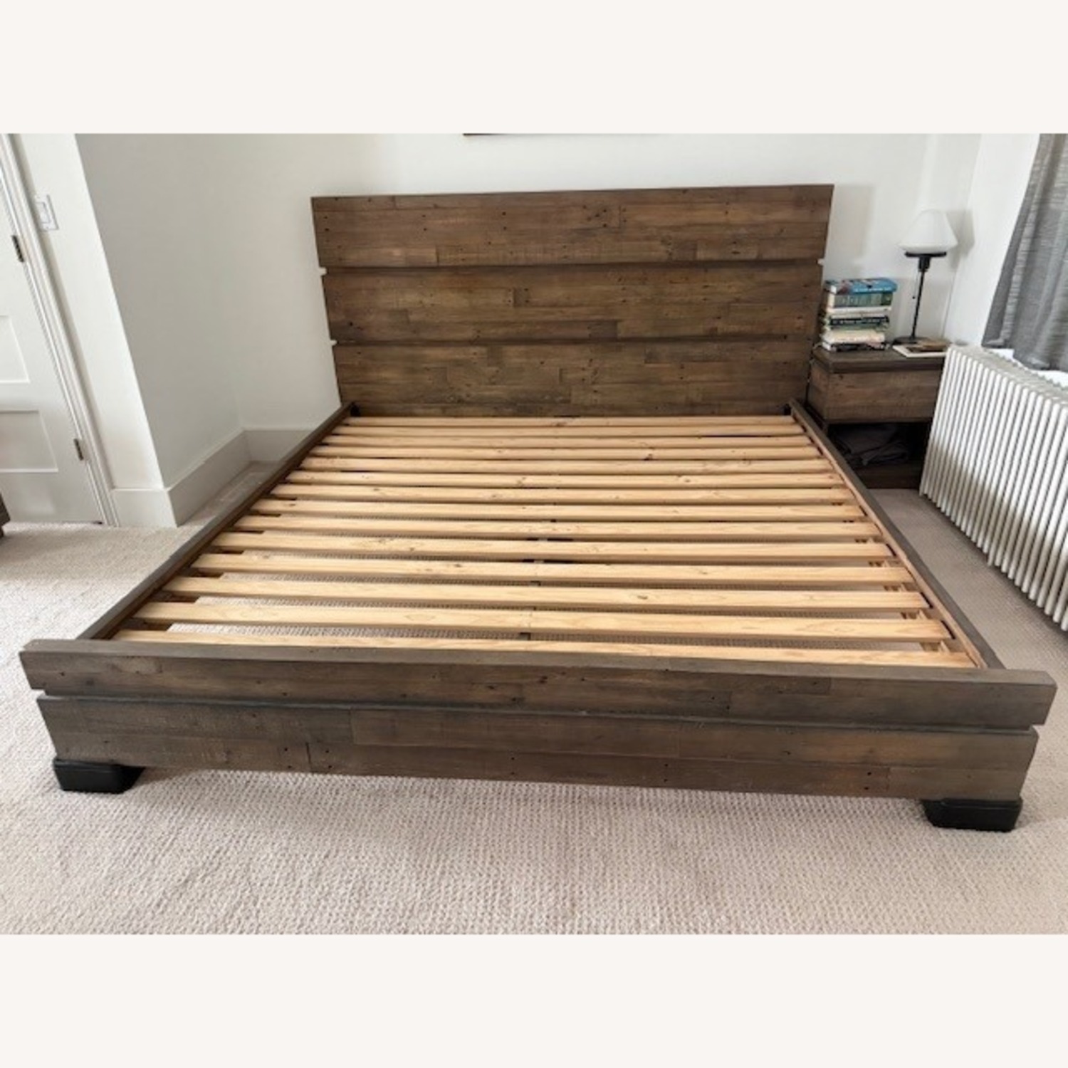 West Elm Emmerson Modern Reclaimed Wood King Bed - Grey - image-1