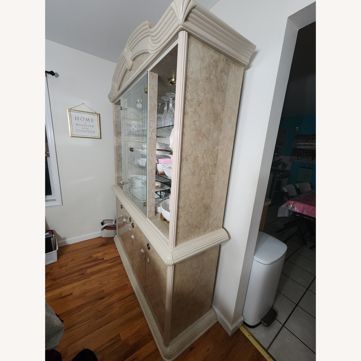 Vintage/Antique Italy Natural Wood Wall Unit - image-2