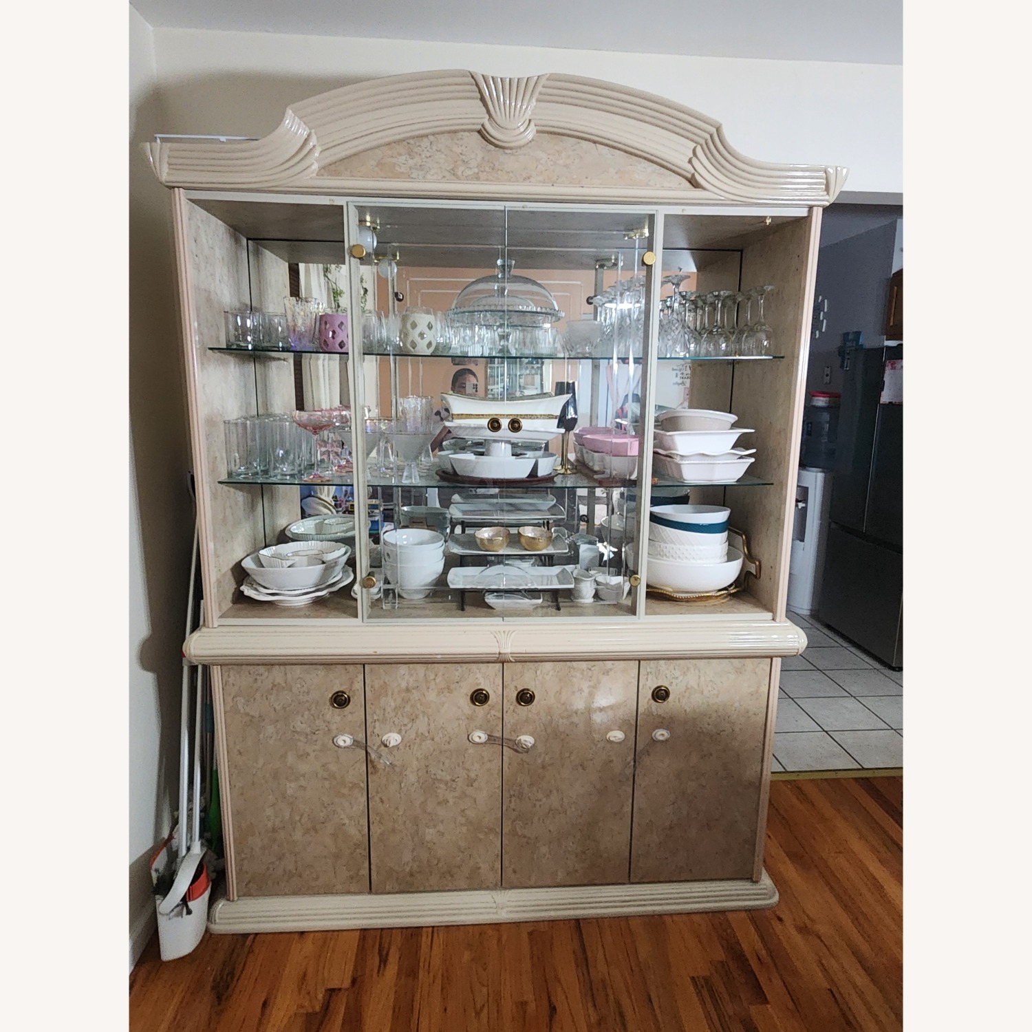 Vintage/Antique Italy Natural Wood Wall Unit - image-1