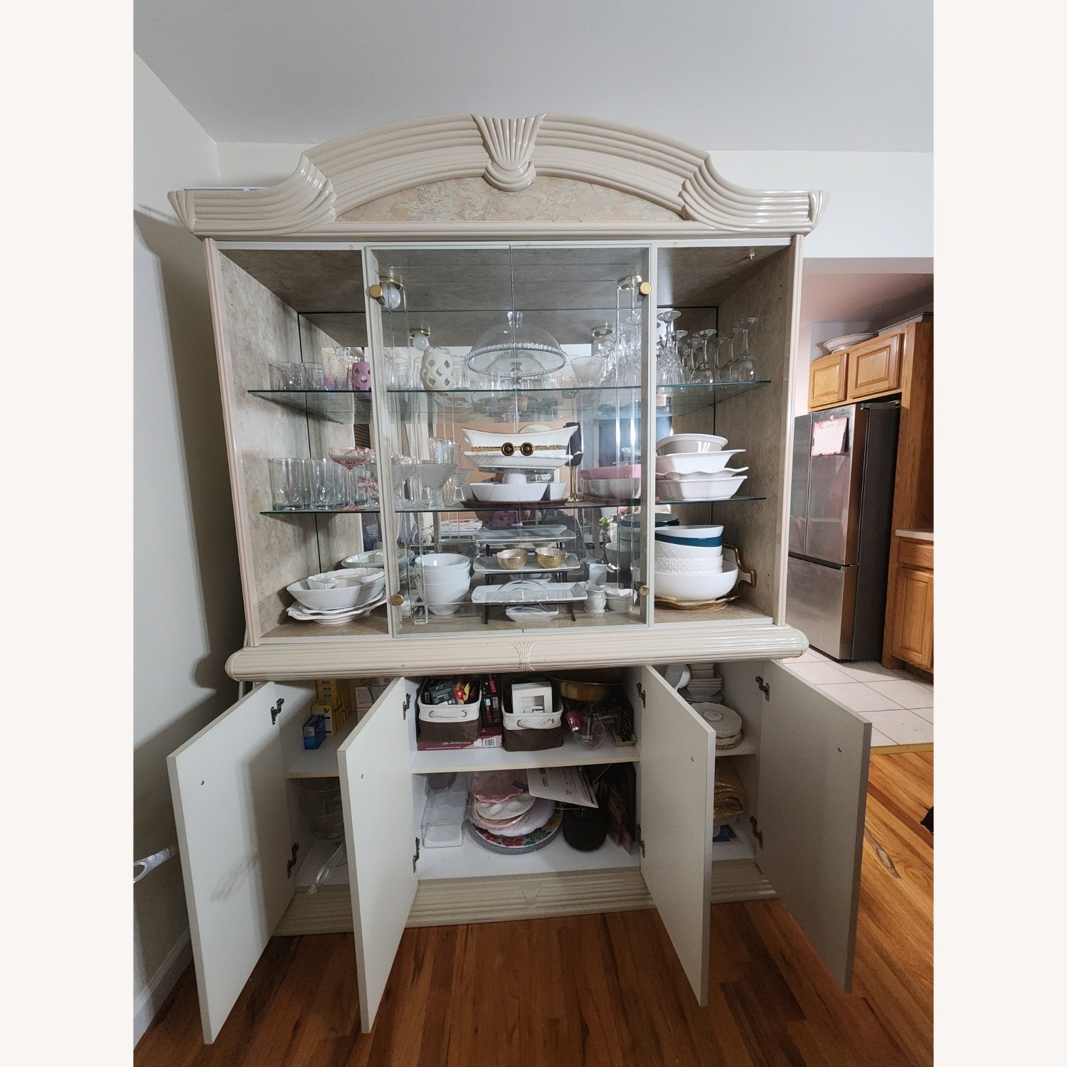 Vintage/Antique Italy Natural Wood Wall Unit - image-5