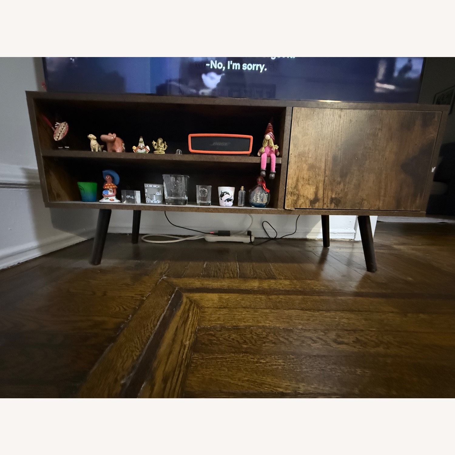 Dark Brown Wood Media Storage - image-2