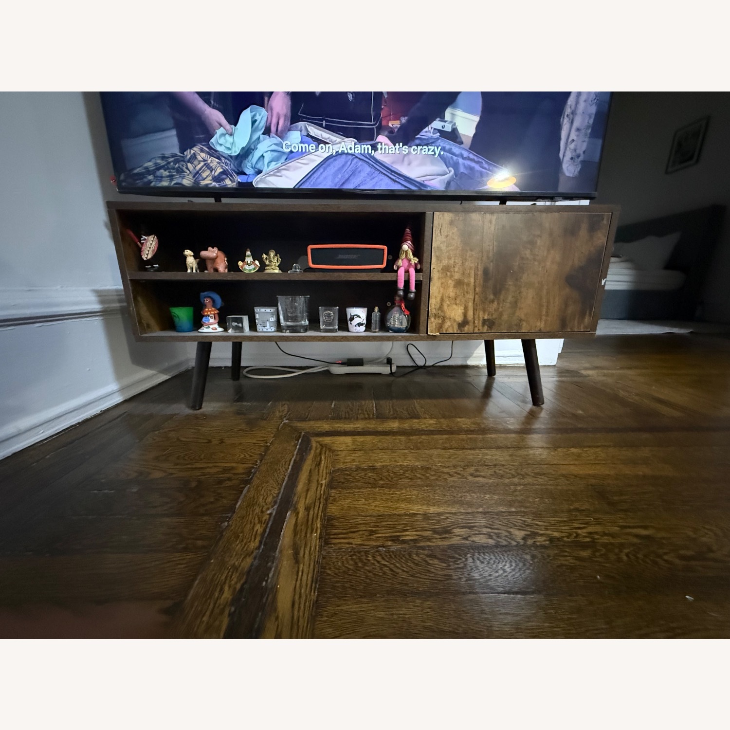 Dark Brown Wood Media Storage - image-1