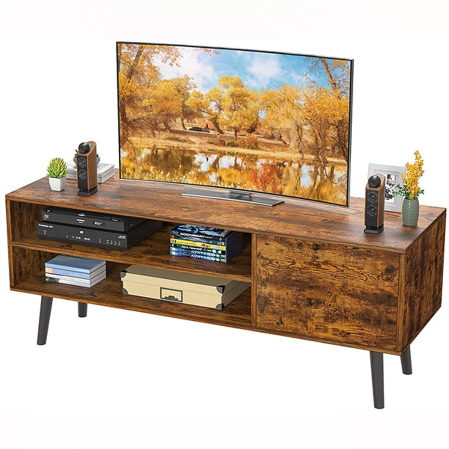 Dark Brown Wood Media Storage - image-4