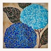 Blue Hydrangea Mosaic Artwork