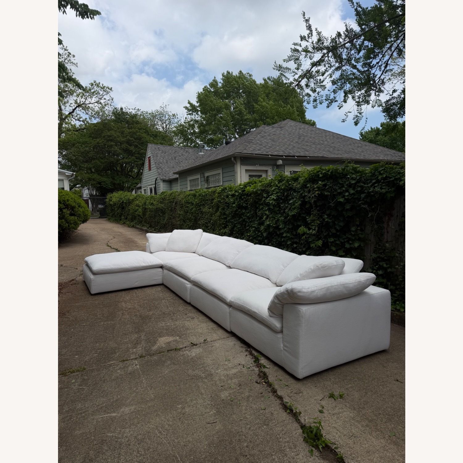 Restoration Hardware  Cloud Five Piece White Sectional Modular Sofa - image-7