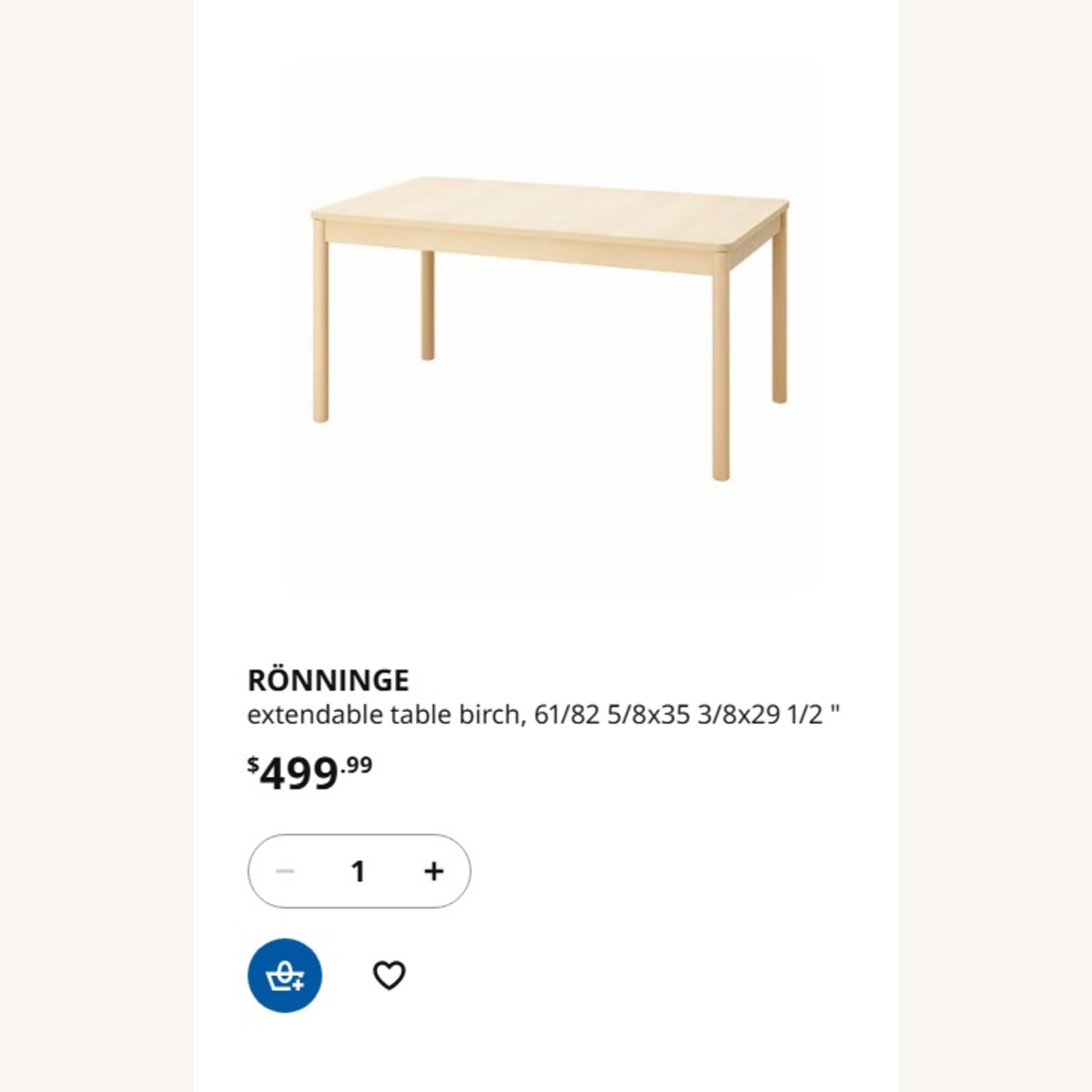 IKEA RÖNNINGE Extendable Dining Table Birch Wood - image-1