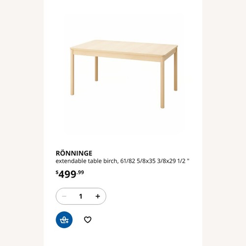 Used IKEA RÖNNINGE Extendable Dining Table Birch Wood for sale on AptDeco