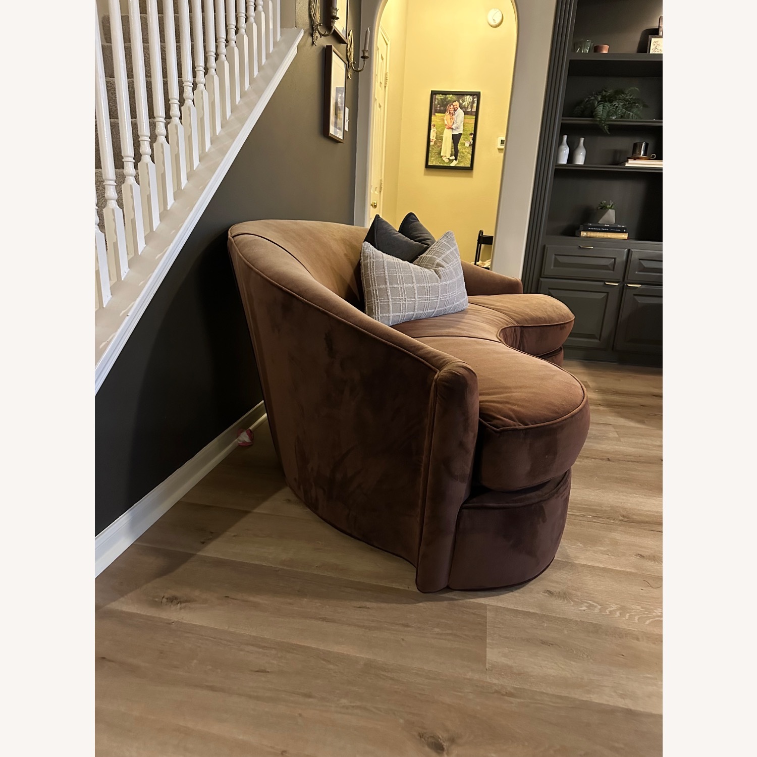 Swaim Inc. Dark Brown Fabric 3+ Seater Sofa - image-5