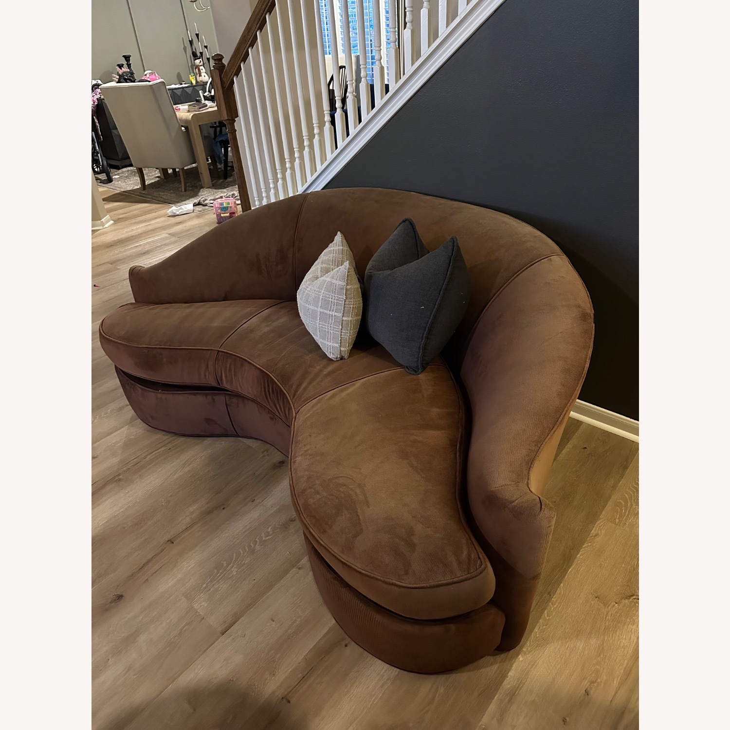 Swaim Inc. Dark Brown Fabric 3+ Seater Sofa - image-4