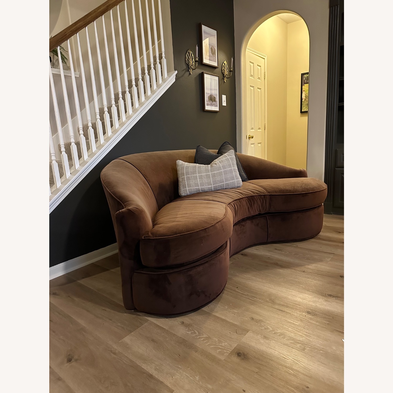 Swaim Inc. Dark Brown Fabric 3+ Seater Sofa - image-3