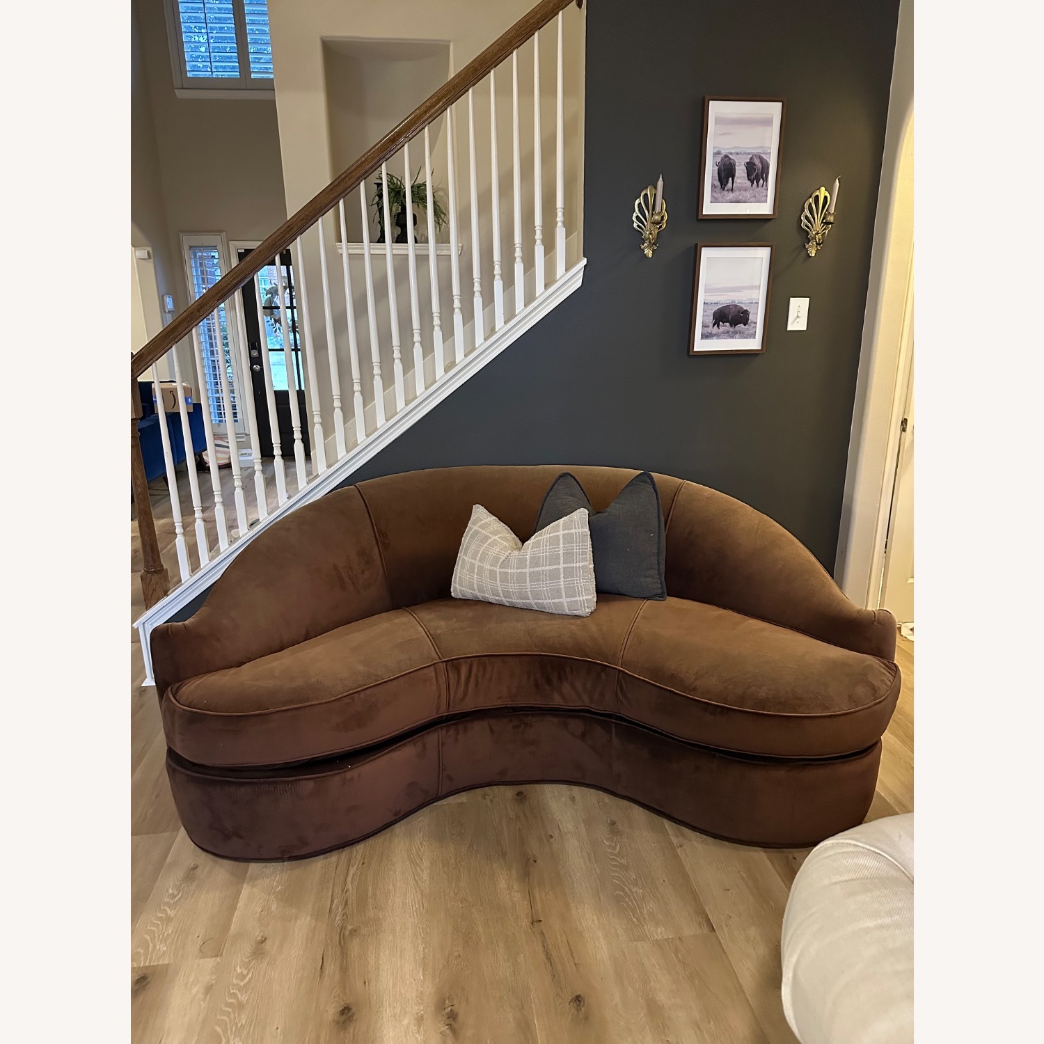Swaim Inc. Dark Brown Fabric 3+ Seater Sofa - image-1