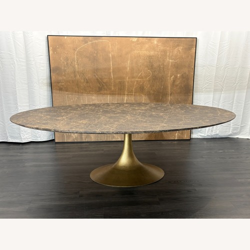 Used RH Aero Stone Oval Dining Table — 96" for sale on AptDeco