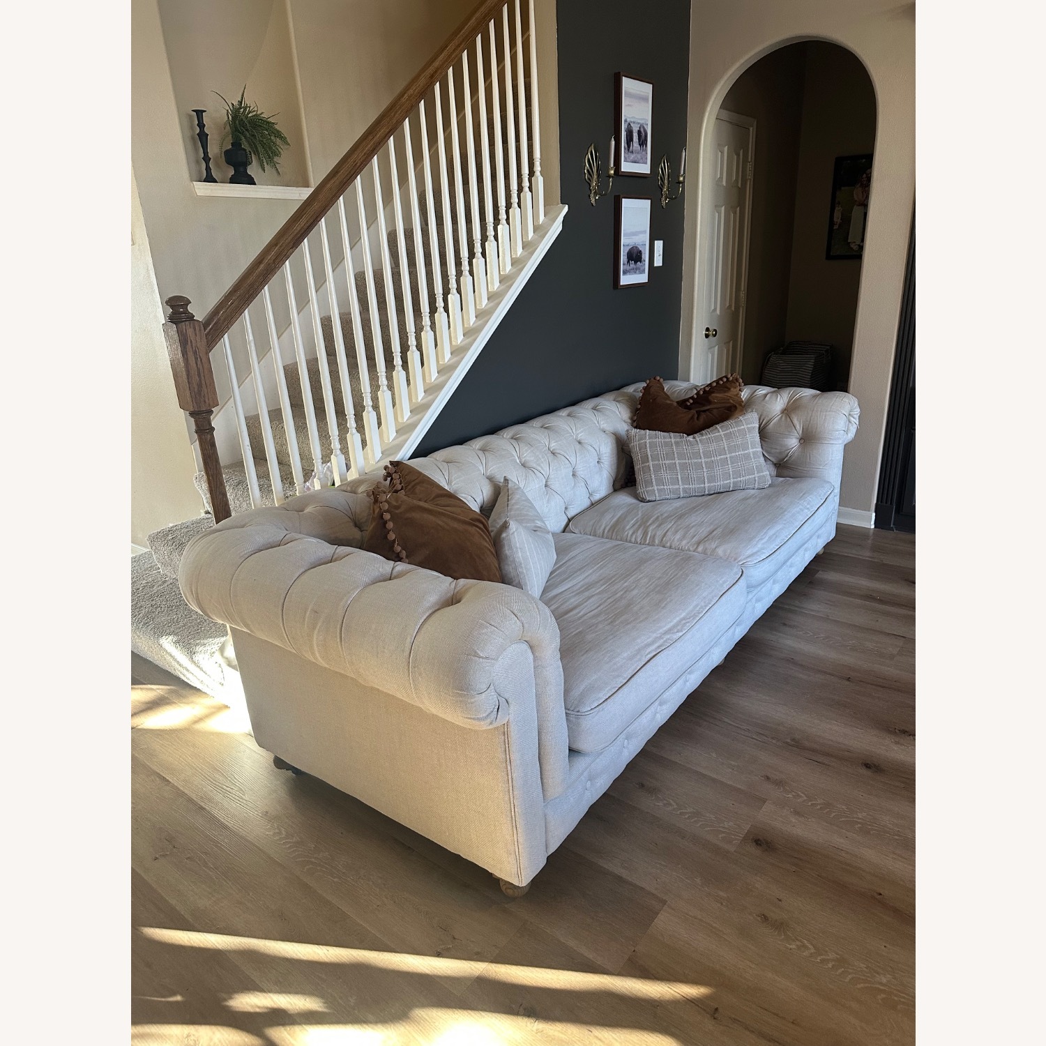 Restoration Hardware Belgian Linen Kensington Sofa - image-2
