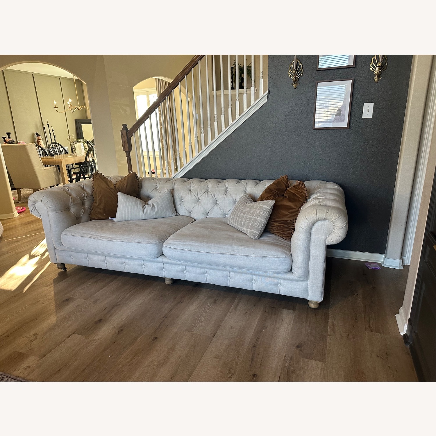 Restoration Hardware Belgian Linen Kensington Sofa - image-3