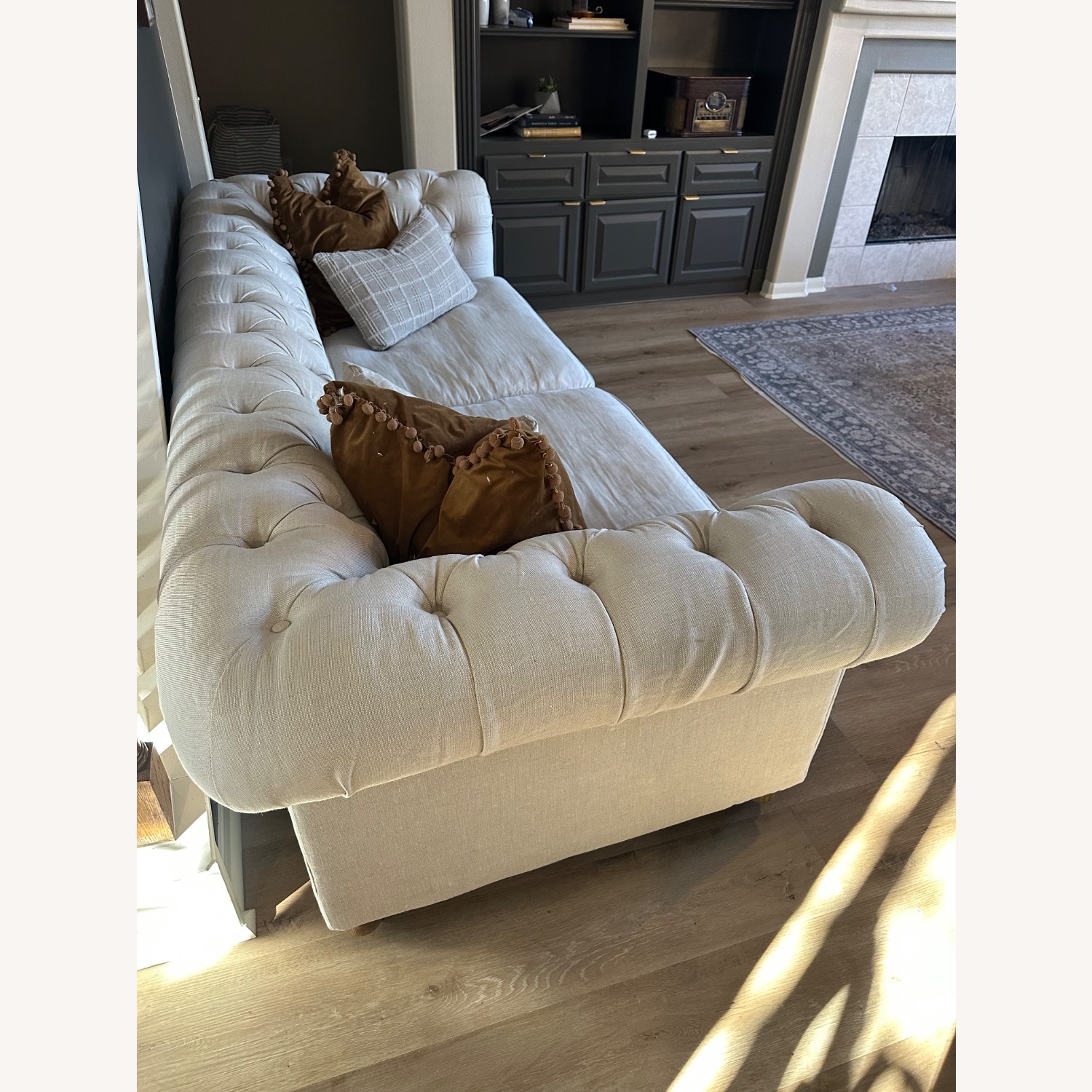 Restoration Hardware Belgian Linen Kensington Sofa - image-5