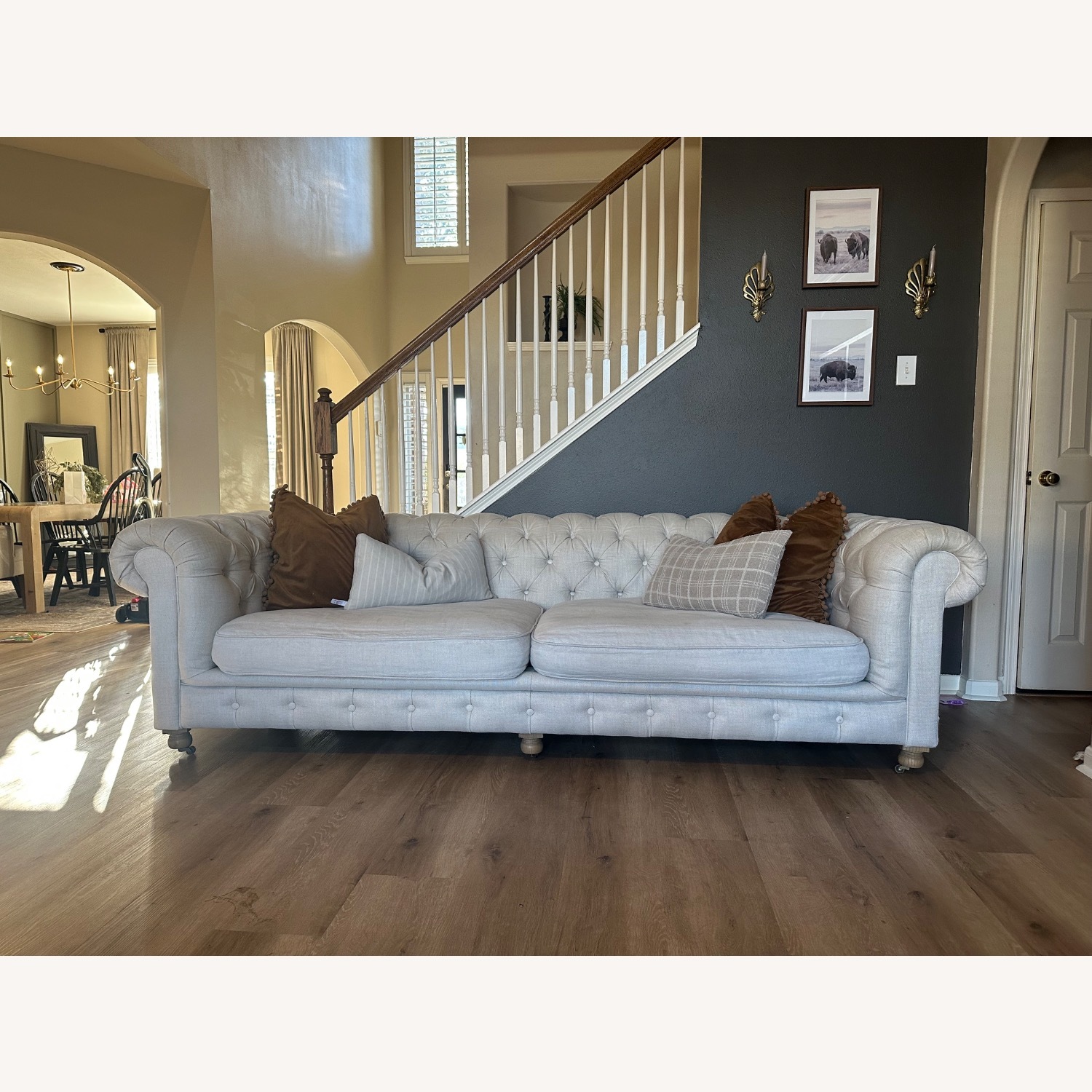 Restoration Hardware Belgian Linen Kensington Sofa - image-10