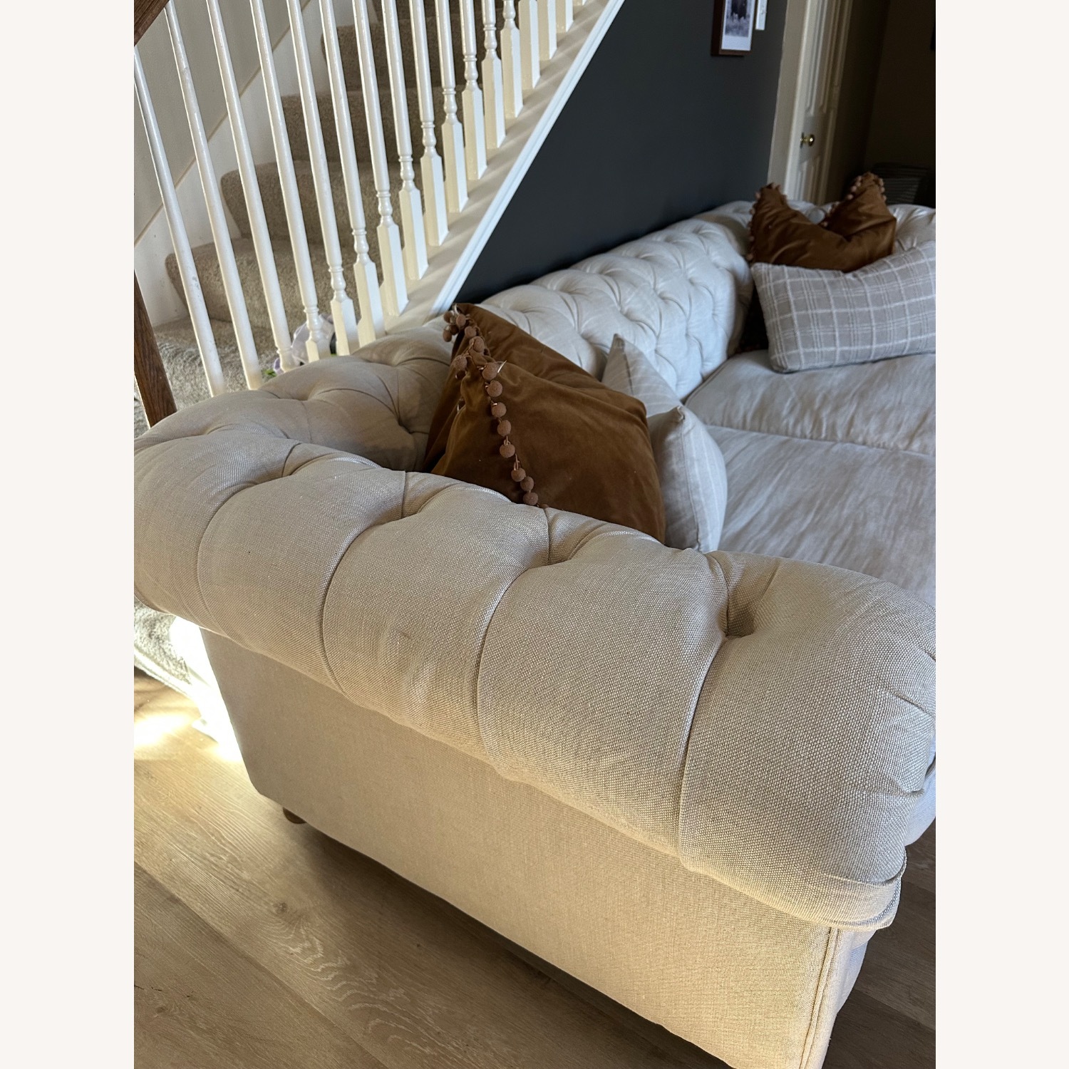 Restoration Hardware Belgian Linen Kensington Sofa - image-7