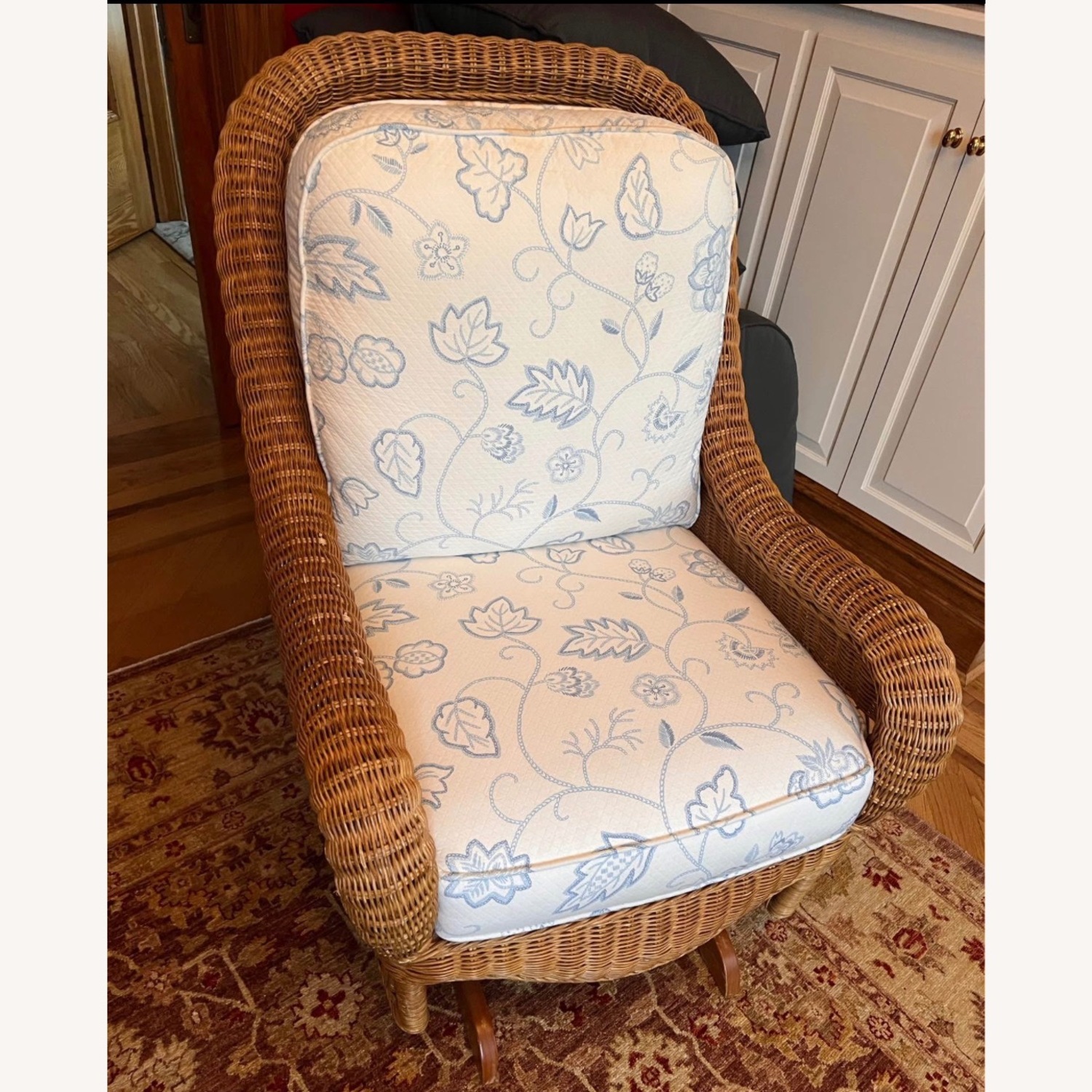 Ethan Allen White Fabric Nursing Chair - image-1