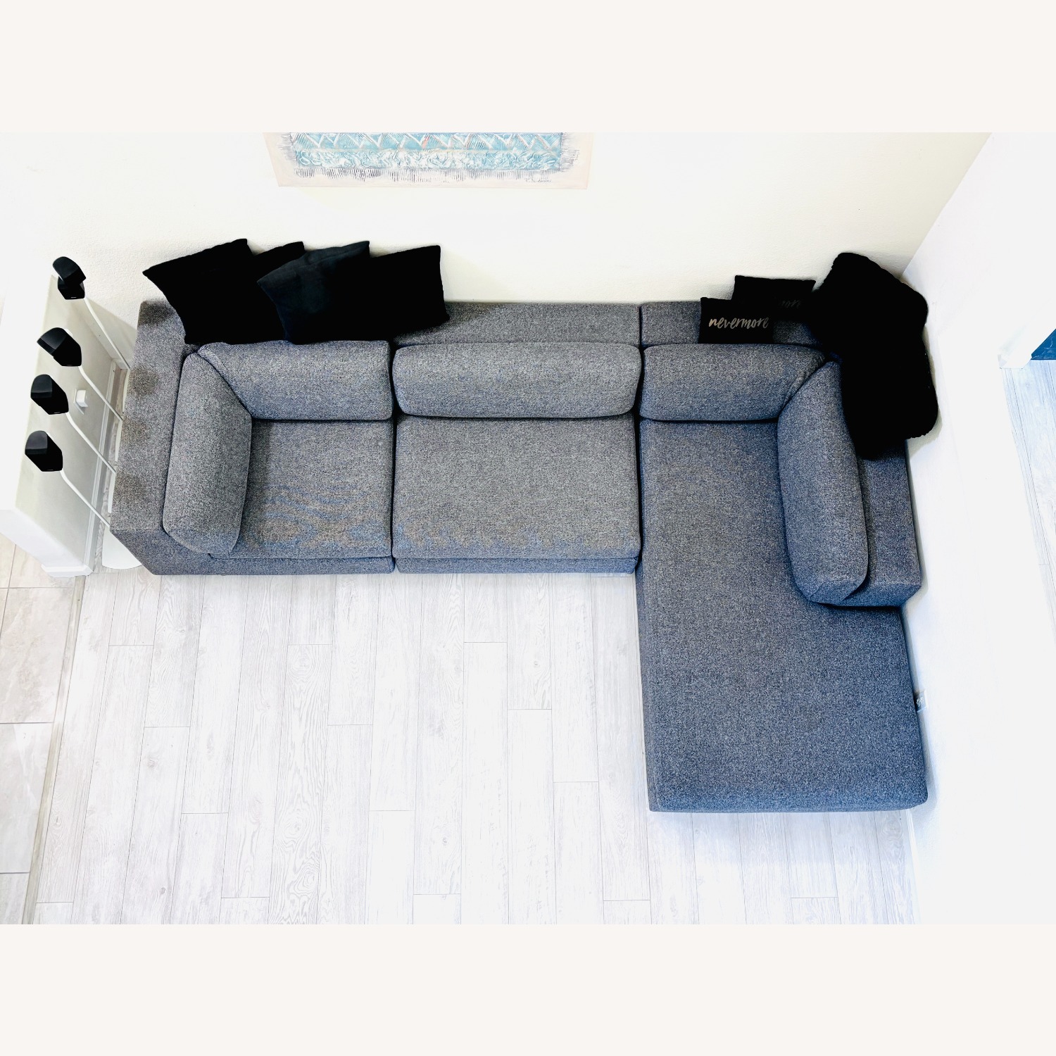 Dark Gray Fabric 3+ Piece Sectional - image-1