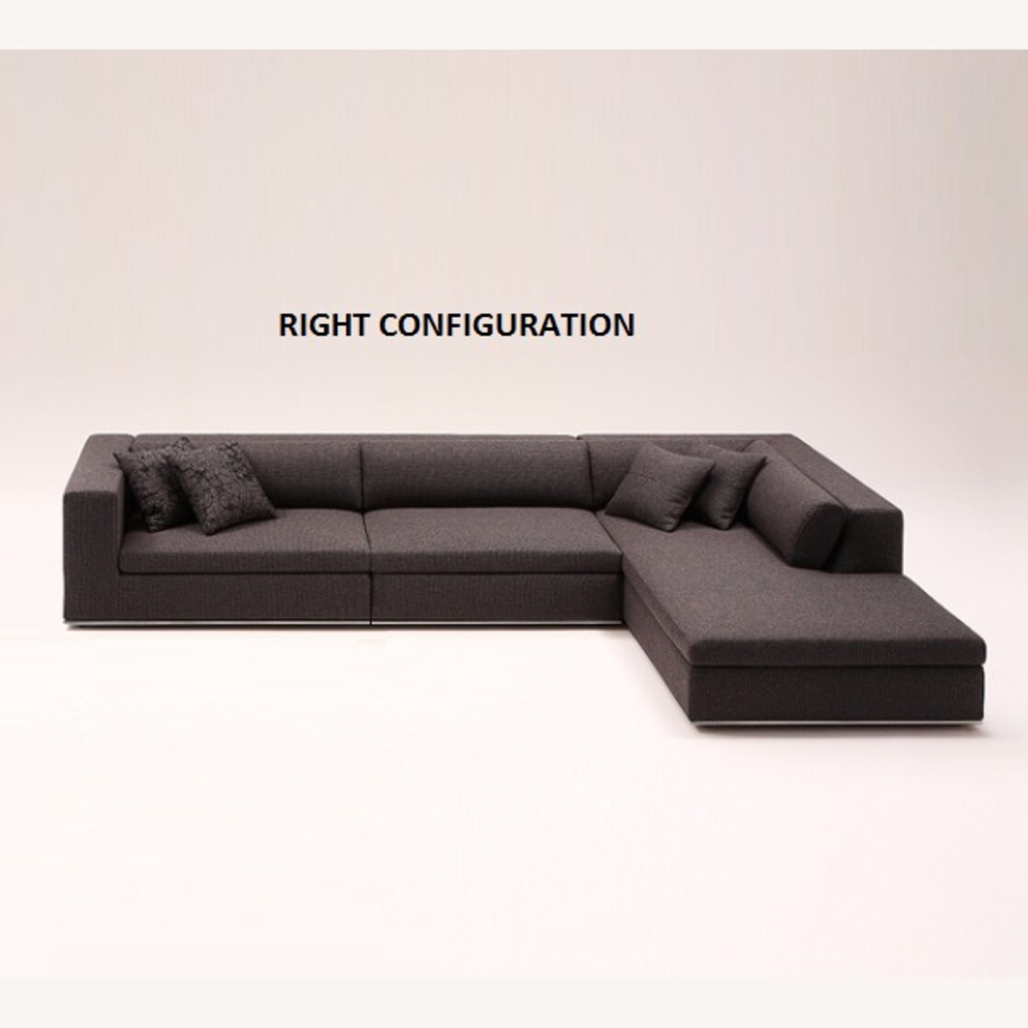 Dark Gray Fabric 3+ Piece Sectional - image-4