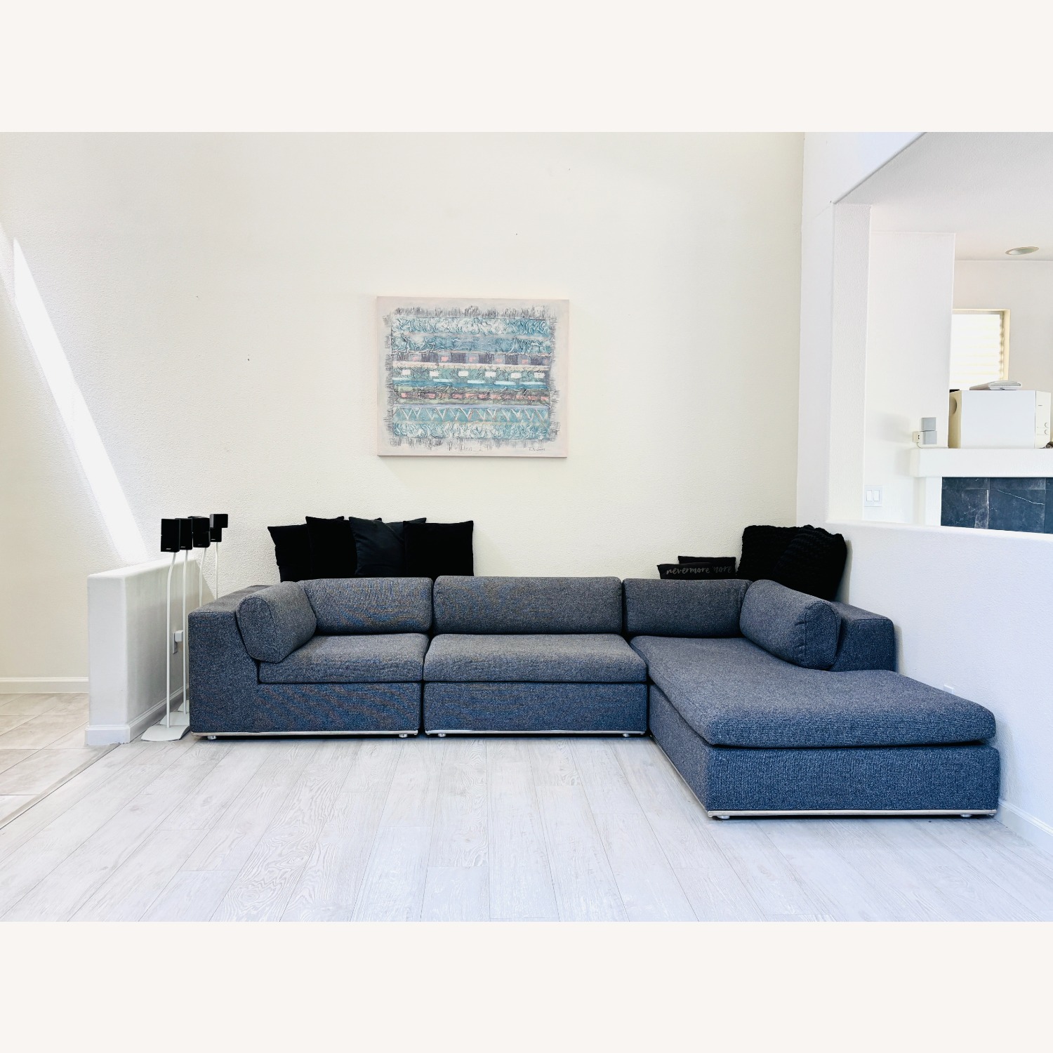 Dark Gray Fabric 3+ Piece Sectional - image-2
