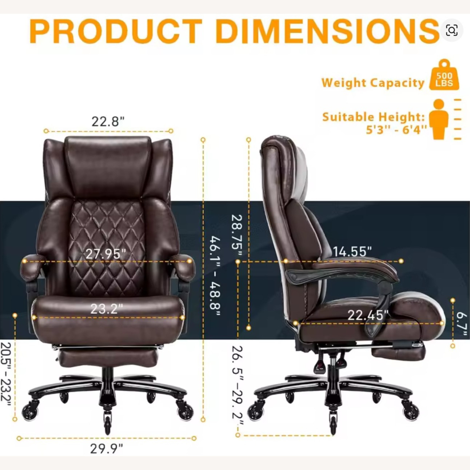 Dark Brown Office Chair - image-4