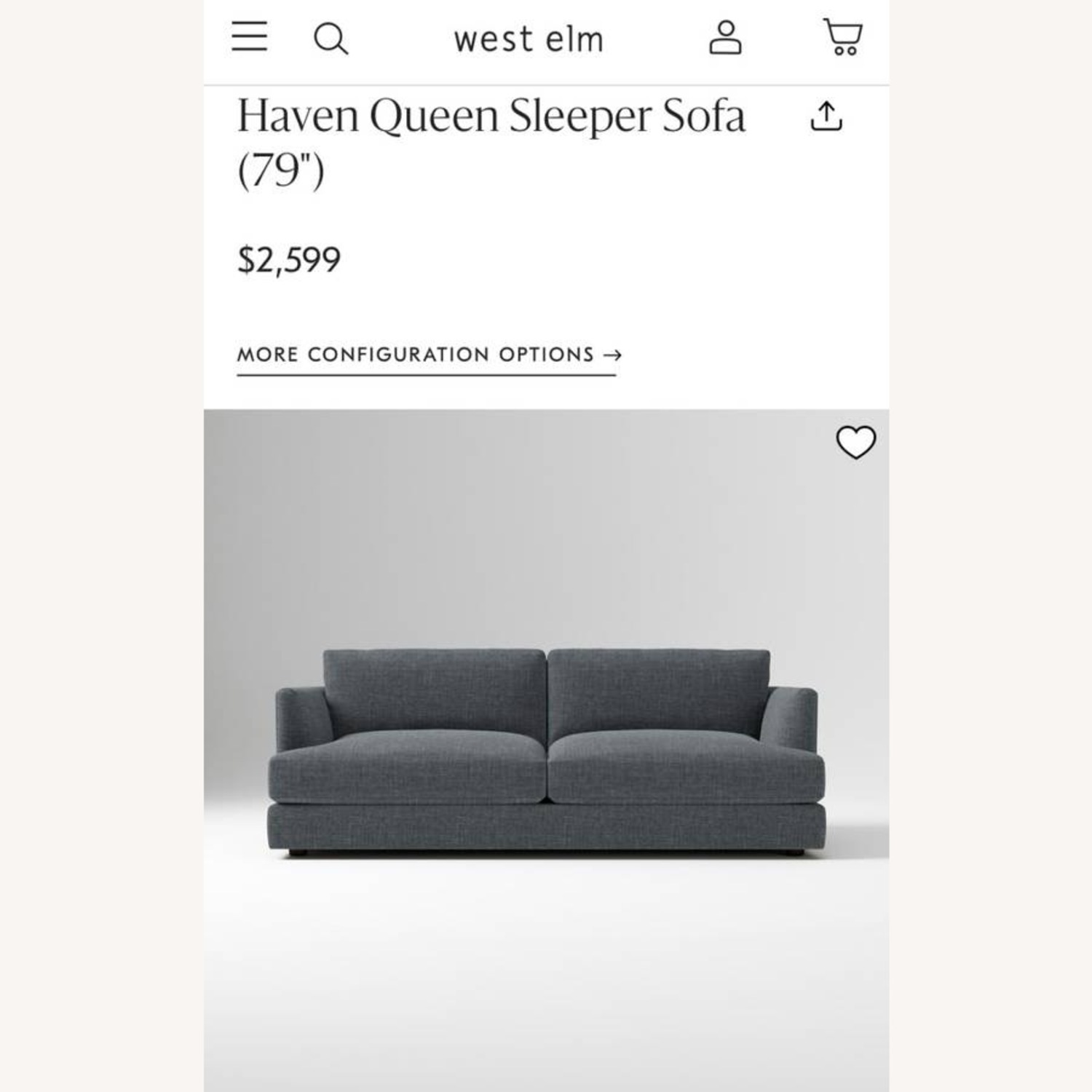 West Elm Haven Queen Sleeper Sofa - Pewter - image-11