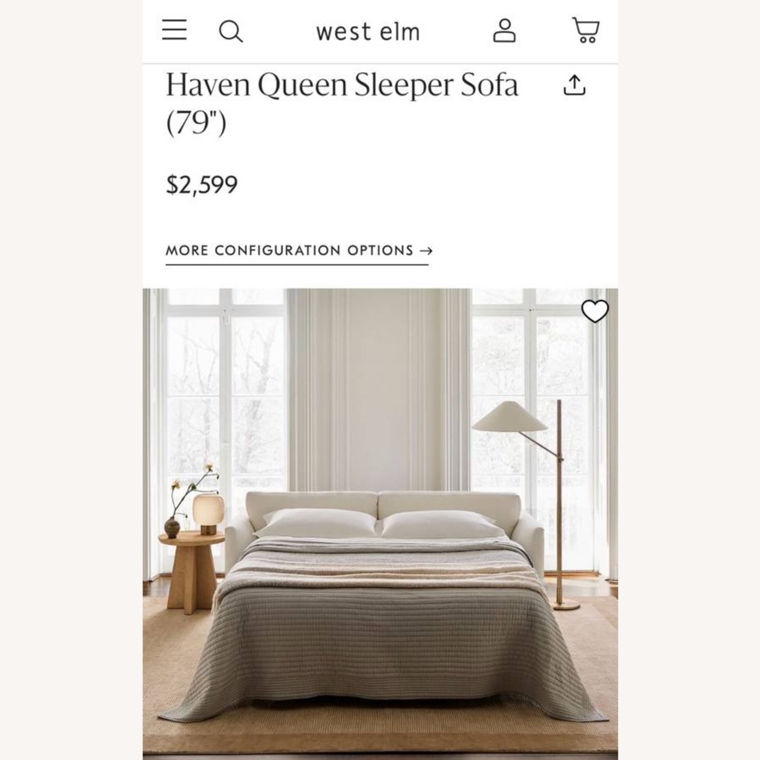 West Elm Haven Queen Sleeper Sofa - Pewter - image-10