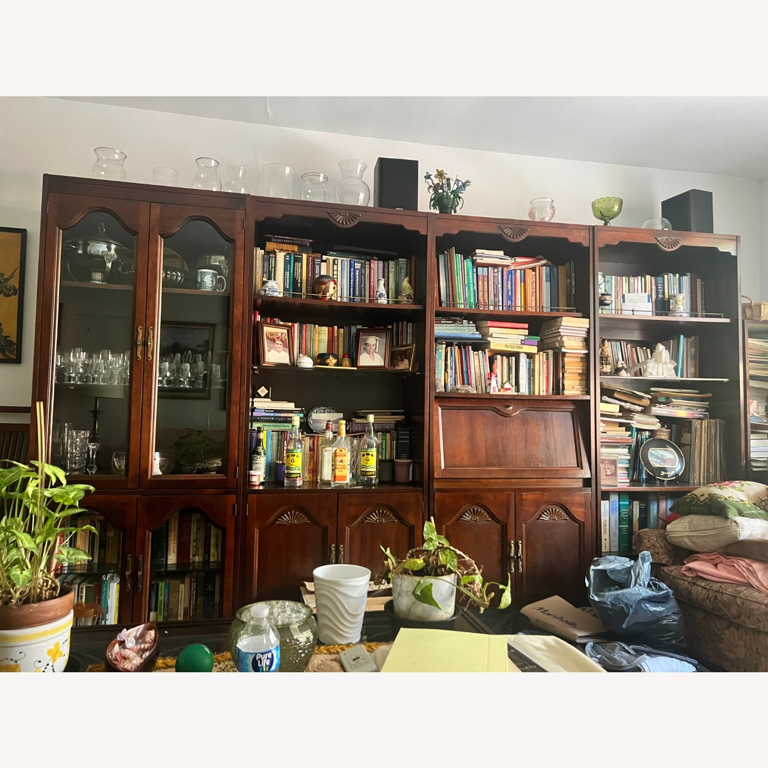 Vintage/Antique Finds Dark Brown Wood Wall Unit - image-1
