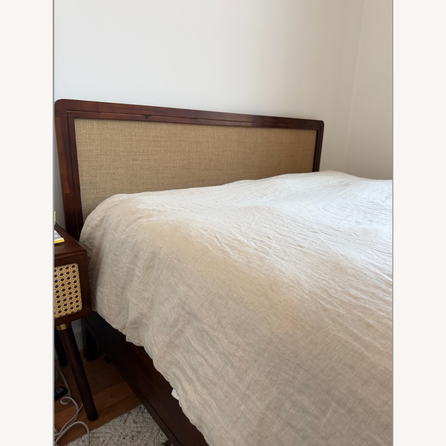 Solid Wood & Rattan Queen Bedframe - image-3