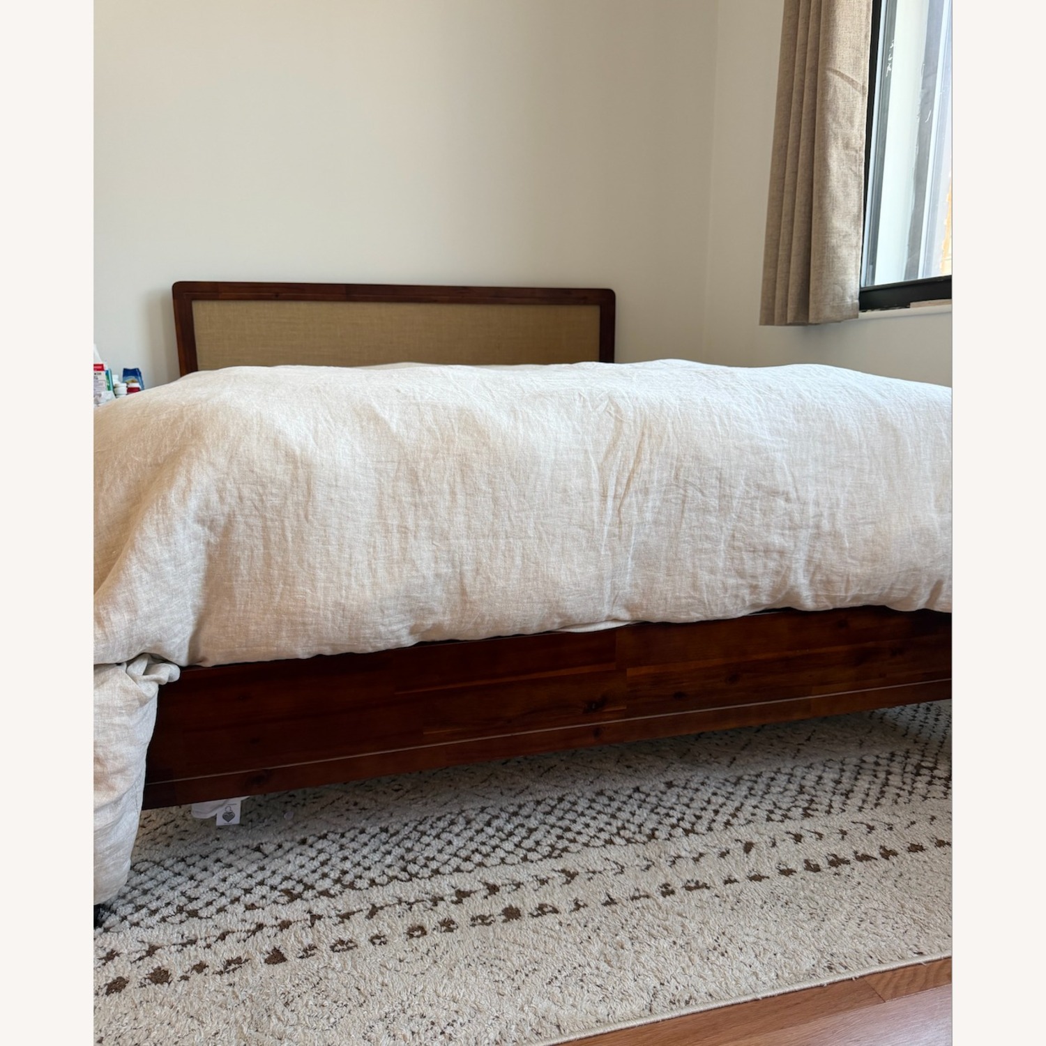 Solid Wood & Rattan Queen Bedframe - image-2