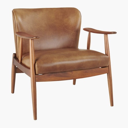 Used CB2 Troubadour Saddle Leather Wood Frame Chair for sale on AptDeco