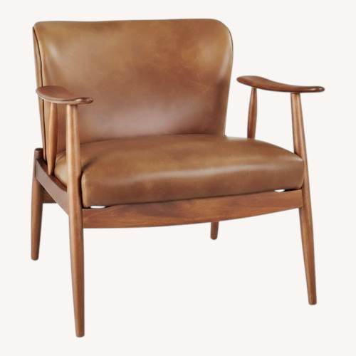 Used CB2 Troubadour Saddle Leather Wood Frame Chair for sale on AptDeco