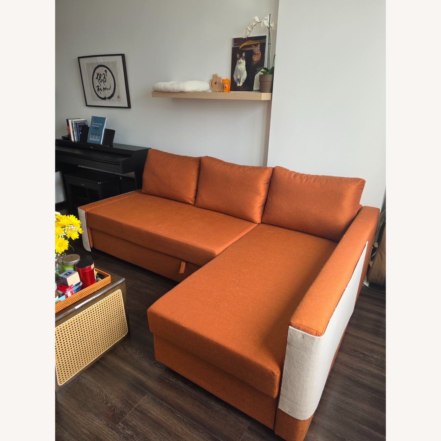 IKEA Friheten Orange Fabric Sleeper Sofa - image-5