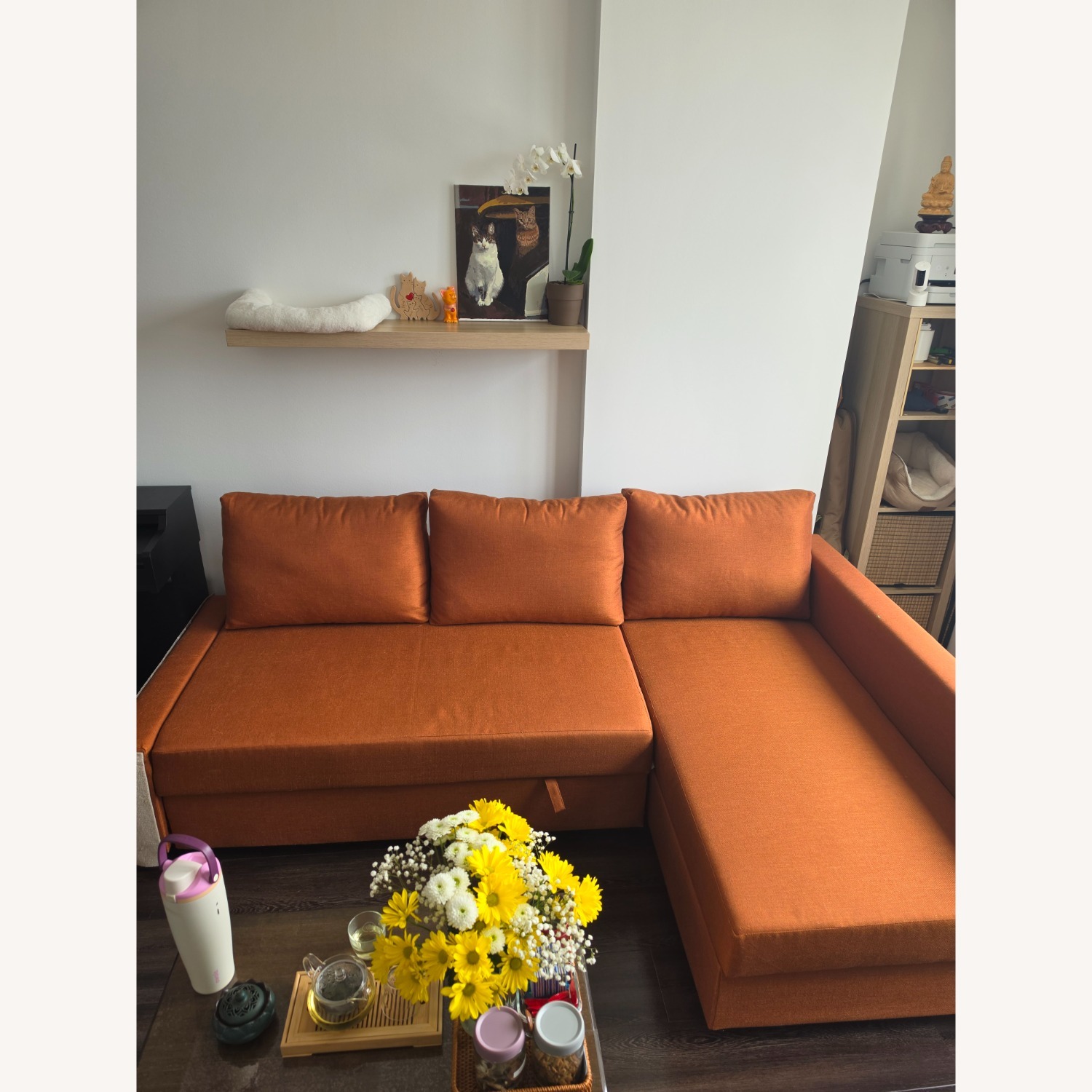 IKEA Friheten Orange Fabric Sleeper Sofa - image-2