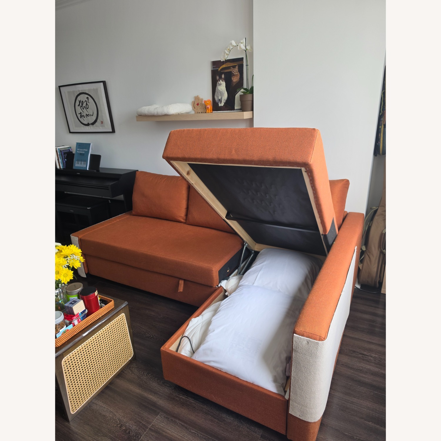 IKEA Friheten Orange Fabric Sleeper Sofa - image-3